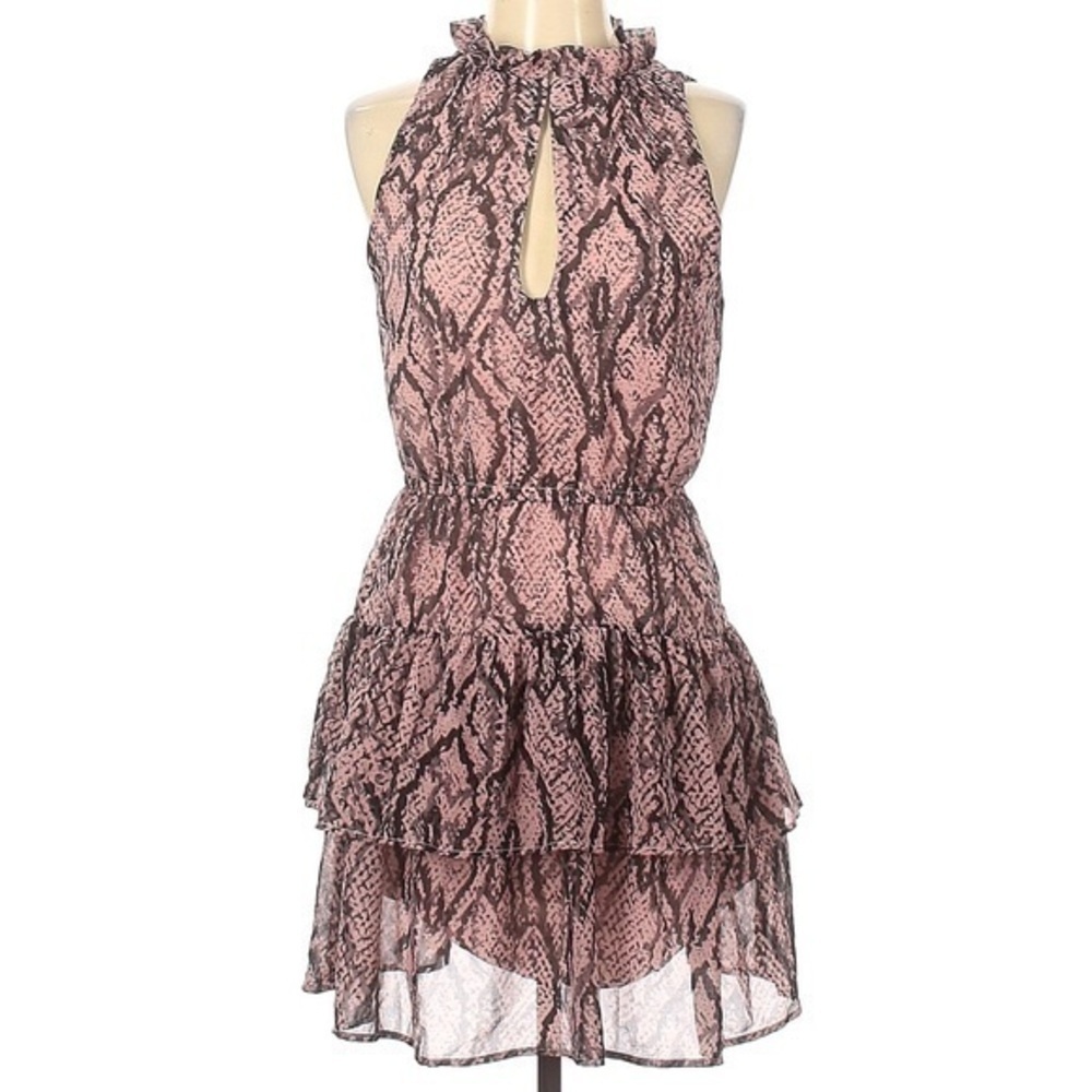 BB Dakota Women’s Pink Layered Animal Print Dress Size Small - Picture 2 of 6
